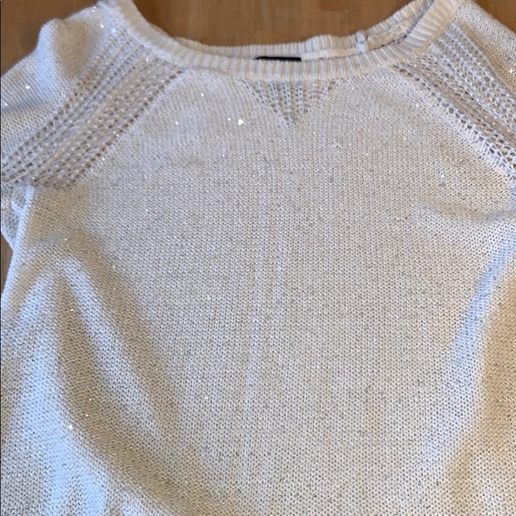 DKNY White Oversized Crew Neck Shimmer Sweater - Picture 6 of 7